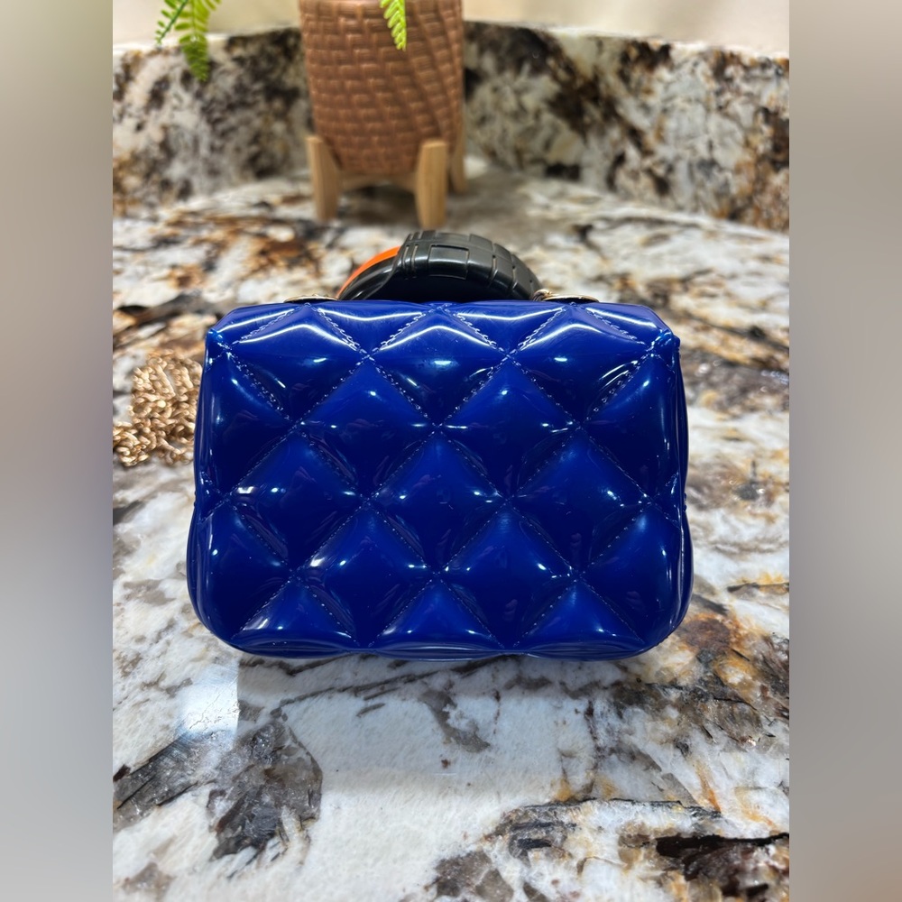 Blue Quilted Chain Bag - Picture 4 of 7